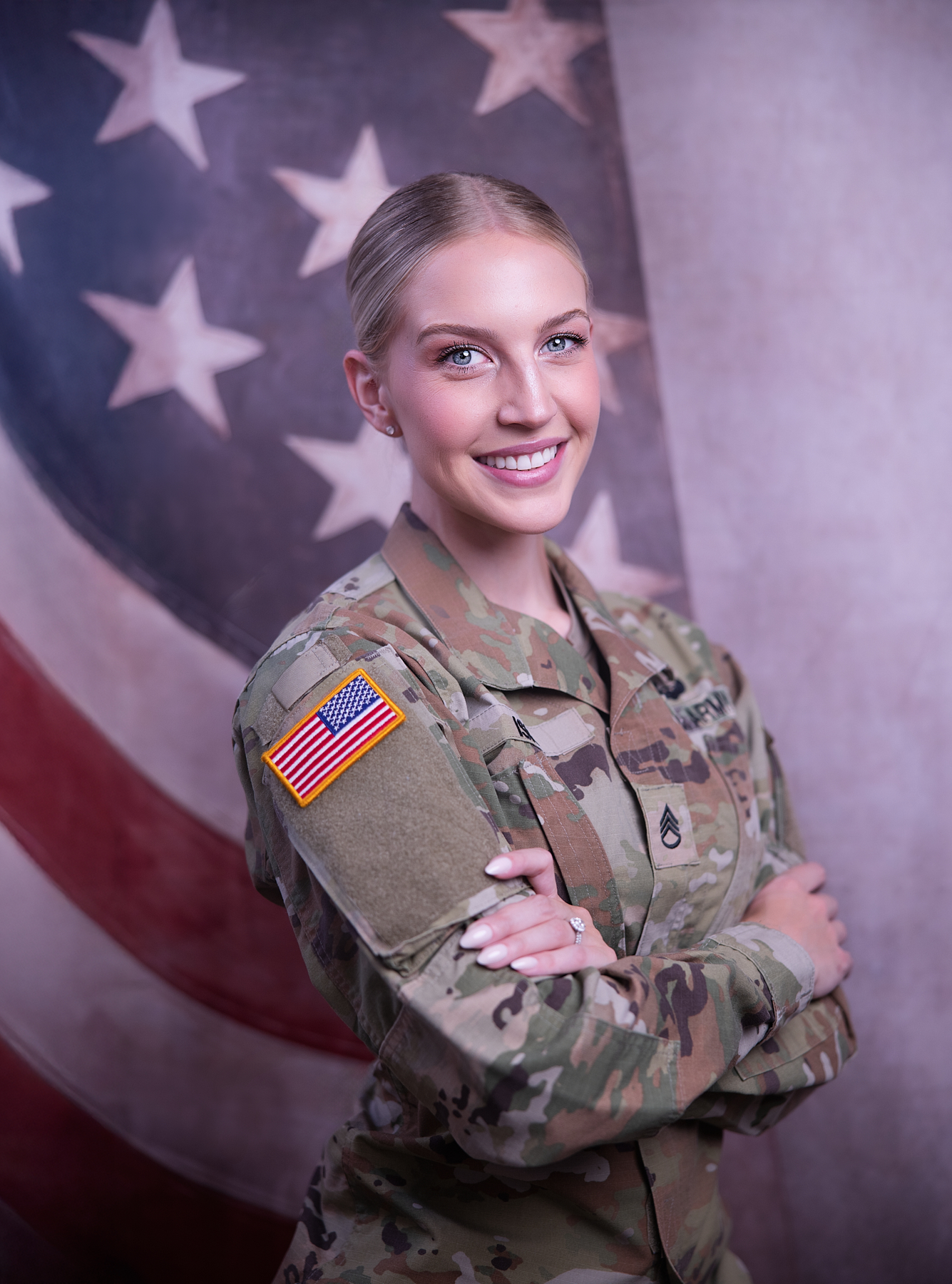 Client portrait in Army fatigues