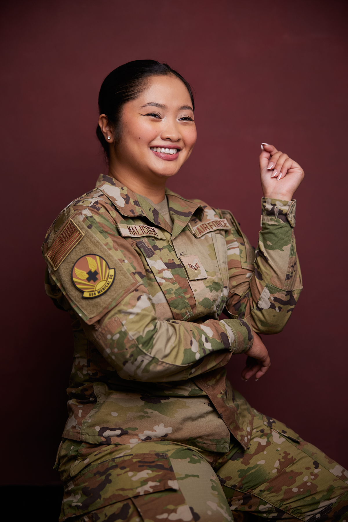 Client portrait in Air Force fatigues
